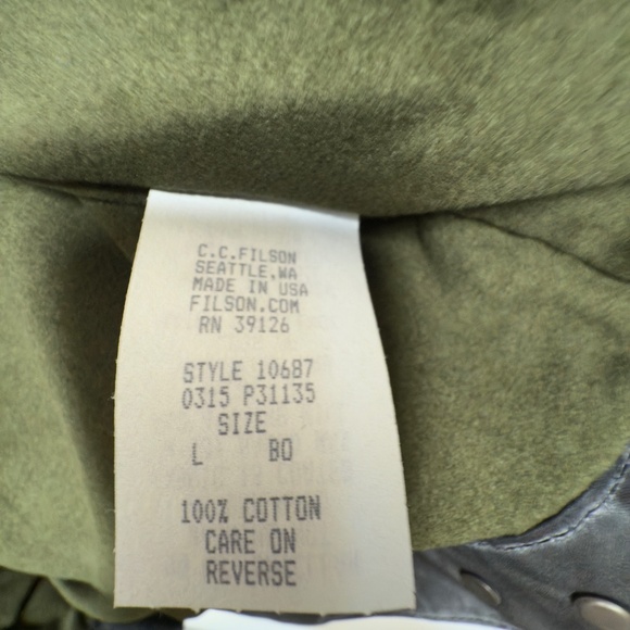 Filson Short Lined Cruiser Jacket - Black/Dark Green (Waxed Cloth) Soy Wax inc. - Picture 9 of 10